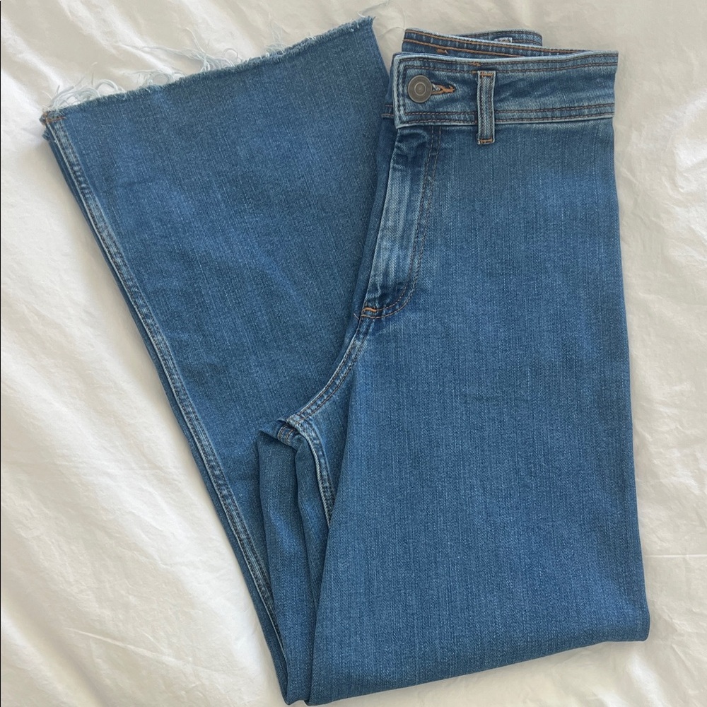 Zara ZW Collection High Waist Blue Denim & Wide Leg Jeans, Size 2
